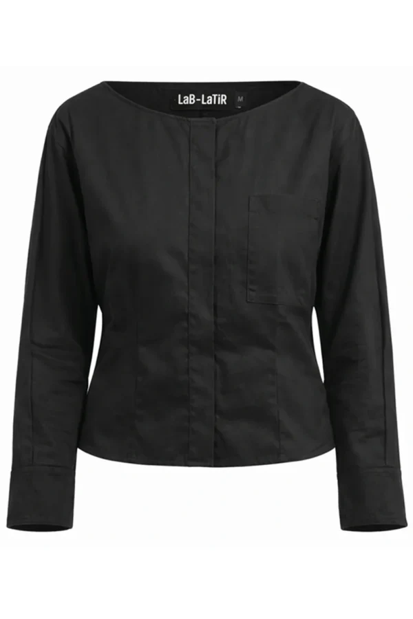 blusa negra elegante la perla modelo plano Blusa La Perla